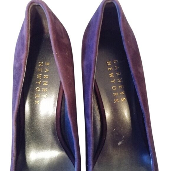 Barneys New York Womens Size 7 Purple Suede Peep Toe Heels 4" Stiletto Spike - Picture 7 of 7